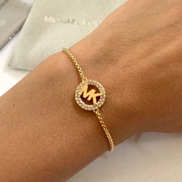 NWT authentic MK gold plated logo slider bracelet - Picture 4 of 5